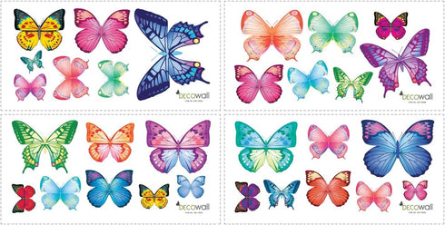 DECOWALL DS9-1302 30 Vibrant Butterflies Kids Wall Stickers, Peel and Stick Removable Decals for Nursery