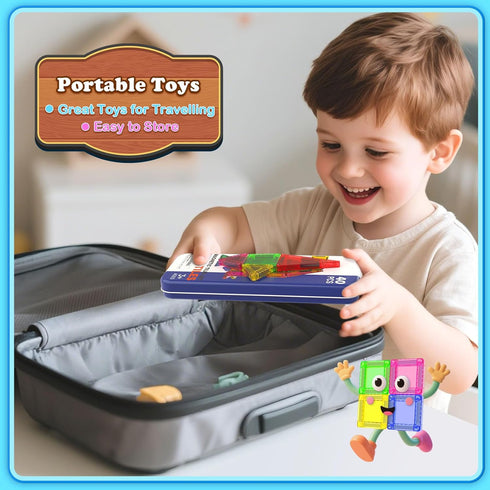 Magnetopia 40 Set 3+, Mini Magnetic Tiles with Iron Box, PCS Travel Magnetic Tiles, STEM Educational Building