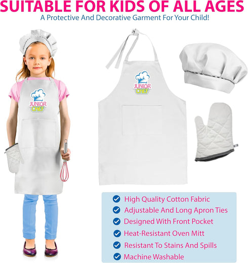KEFF Kids Cooking and Baking Sets for Girls, Boys, Toddler - 20pcs Real Kitchen Utensils with Kid Safe Knives, Apron,