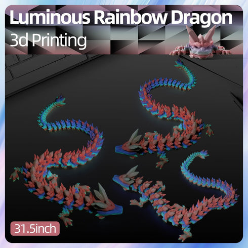 TXB3DOK 31.5" 3D Dragon3D 3D 31.5 inch) Large Glow in The Dark Printed Dragon Toys Bigger Fidget Crystal Animals Toys