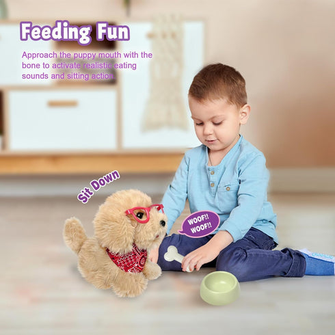 YH YUHUNG Walking Dog Toy for Kids - Remote Control Puppy that Walks, Barks, Feeds, Interactive Stuffed Dog