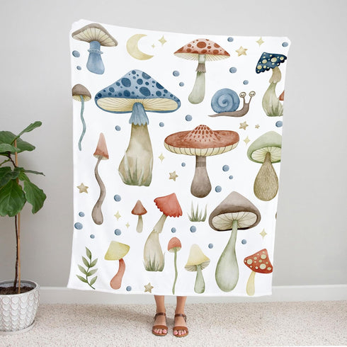 Mushroom Baby Blanket, Mushroom Baby Nursery Bedding Blanket, Custom Mushroom Baby Receiving Blanket, Blanket, Baby