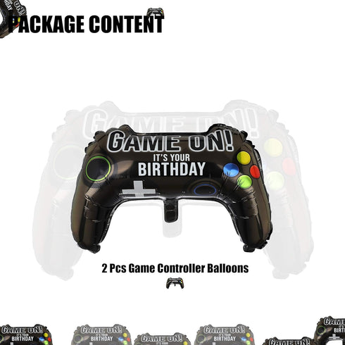 2 Pcs Mylar Balloon Video Game Controller Theme Party Decorations for Boys