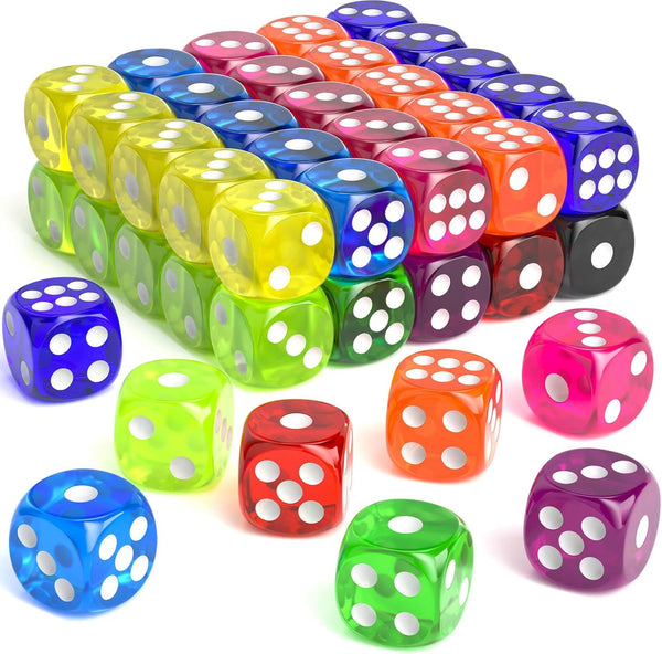 Rerdeim 60 Pieces Dice Set, 16mm Standard Bulk 6 Sided Colored Dices
