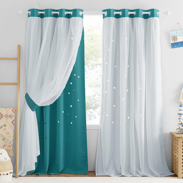 NICETOWN Star Blackout Curtains for Kids Bedroom, Grommet Top Curtains for Nursery