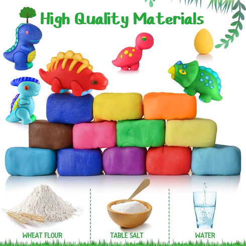 Set Playset Set, 3-5 Dinosaur Dough for Kids Play Tool for Toddlers, Kitchen Creations and DIY Toy Dough Birthday