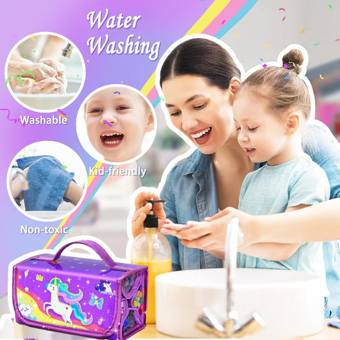 56 Set 4-6-8 4-8 PCS Washable Scented Markers with Glitter Pencil Case, Mermaid Unicorn Arts and Crafts for kids Kids