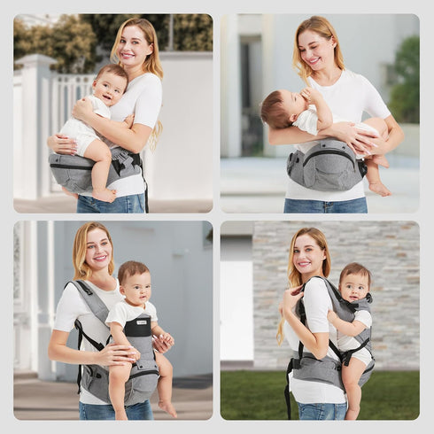 2-in-1 6 Baby Carrier with Hip Seat | Adjustable Carrying Positions | M-Shape Hip Support Design | Breathable