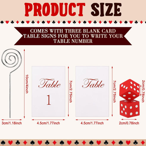 6 Pcs Dice Table Number Holders - Casino Game Kit with Place Card Holders and Table Number Cards