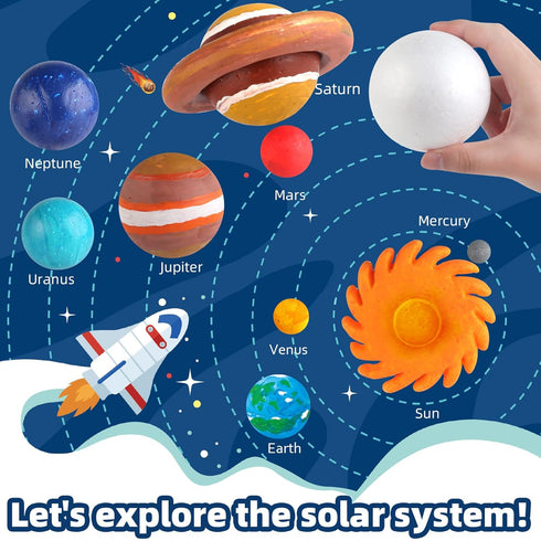 64 13 3-5, PCS Solar System Project Kit, Solar System Model Kit with Mix Foam Balls, Solar System Toys for Kids Learn