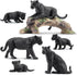Toymany 7PCS Black Panthers Figurines with Panther Cub and Tree Trunk, Realistic
