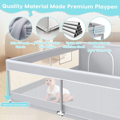 50x50 Inch Fshibila Baby Playpen, Baby Playard for Babies and Toddlers, Play Pens for Indoor & Outdoor, Sturdy Safety