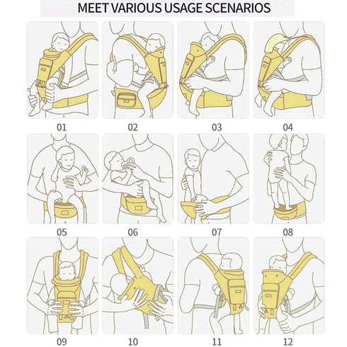6-in-1 7-41 lbs, Baby Carrier Newborn to Toddler, Baby Carrier with Hip Seat Lumbar Support Baby Soft Carrier for All