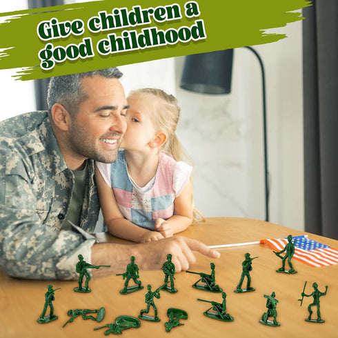 100 Pcs Army Men Toy Soldiers Set - Green Plastic Mini Figures, Assorted Poses for Boys Girls Play Set