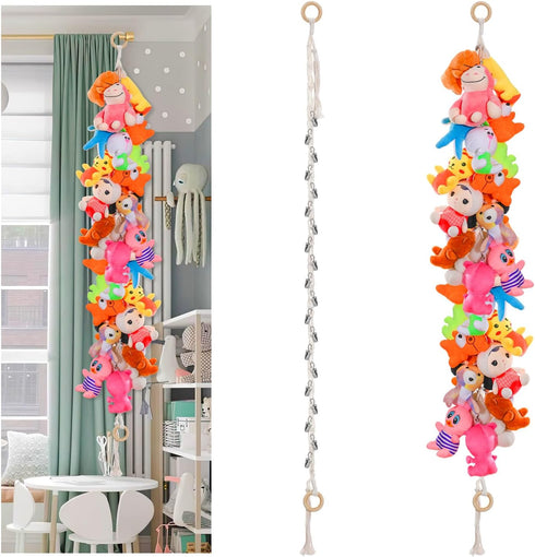 LSLYHTC 2Pcs Stuffed Animals Storage Chain, Hanging Stuffed Animal Holder with 40 Metal