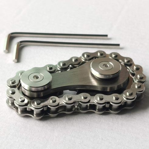 Sprocket Fidgets Chain Stainless Steel Fidget Cube, Gears Linkage Bike Chain Novelty Fidget Block, Kinetic Desk Toy