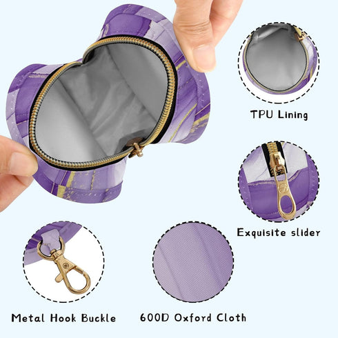 Purple Texture Round Pacifier Storage Case with Zipper, Portable Pacifier Case for Travel, Diaper Bag & Purse, Pacifier