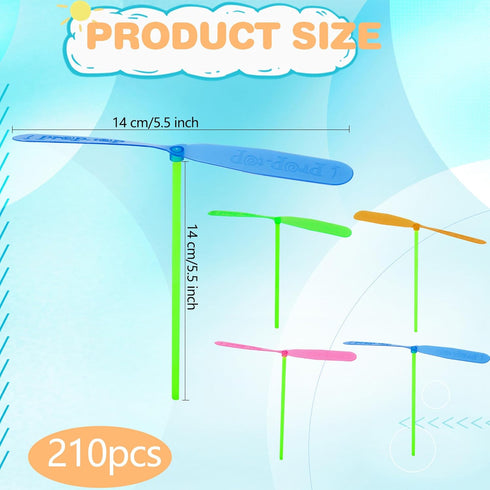 210 Pcs Plastic Flying Helicopter Toys Set, Hand Helicopter Hand Rub Flying Propeller Toys for Kids