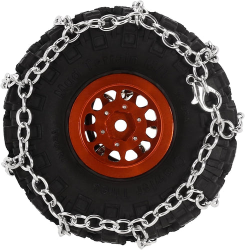 INJORA 55-65mm 1.0" Snow Chain Tires for TRX4M, SCX24, FCX24 1/18, 1/24 RC Crawler Upgrade