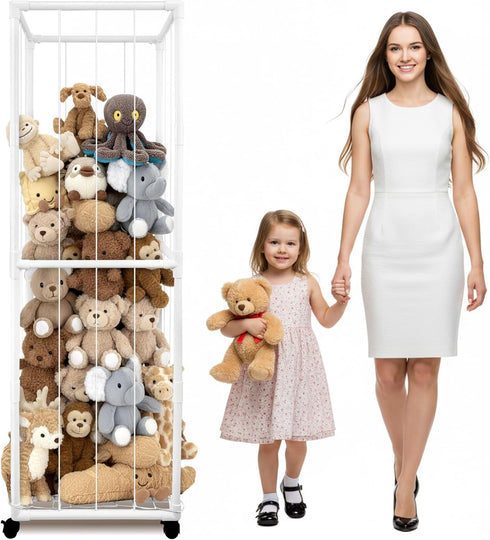 BETBEM 65" Stuffed Animal Storage Zoo with Wheels, Tall Large Stuff Animals Plushies Holder Toy Organizer Kids Plush