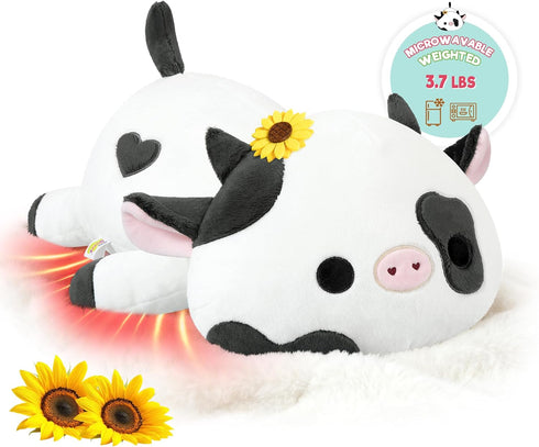 Onsoyours Original Weighted & Heatable Sunflower Cow Stuffed Animals, Microwavable Plushies for