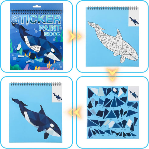 Ocean Sticker Book Crafts for Kids Age 4-8, Stickers for Birthday and Easter Party Favor Gift, Educational Toy