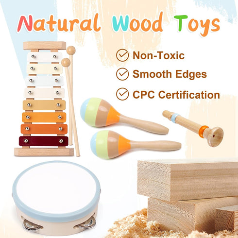 Sets, 2 3 4 18 Toddler Musical Instruments Montessori Wooden Percussion Educational Baby Musical Toys Xylophone Maracas