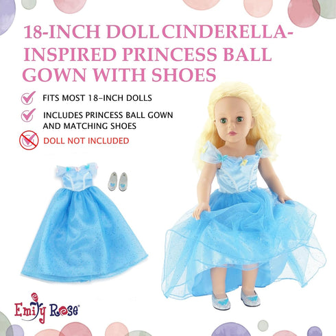 Emily Rose Doll Clothes & Accessories, 18-inch Princess Queen Costume Ball Gown Dress, Fits Most 18" Dolls