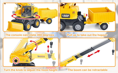 3+ 3-8 SASBSC Toy Trucks Big Crane Truck Toys for Year Old Boys with Sound and Light Friction Power Trucks Birthday