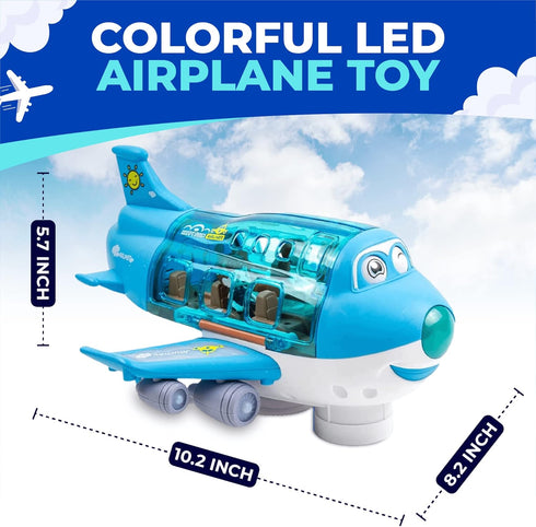 3-12 Toysery Airplane Toys for Kids, Bump and Go Action, Toddler Toy Plane with LED Flashing Lights and Sounds for Boys