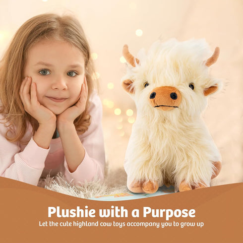 Marysun Cozy 9.8in, 1.65lb Microwavable Highland Cow Stuffed Animal - Weighted Stuffed Animal Plush, Heating Pad, Gift