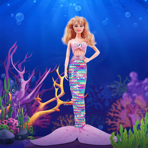 UNICORN ELEMENT 5 Pcs Mermaid Tail Clothes for 11.5 Inch Girl Doll, Summer Dress Swimsuit, NO DOLL Included