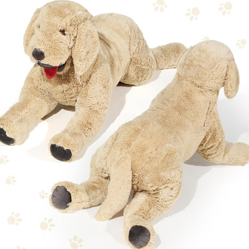 Geosar Giant Dog Stuffed Animals, Fluffy Labrador Large Plush Toy, Big Cuddly Body Pillow, Gifts for Kids & Pets, Gold
