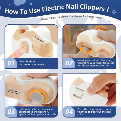 SAEHAEYEE 2 in1 Trimmer Trimmer Automatic Electric Nail Clipper Low Noise Electric Nail and Polisher with Nail Clip