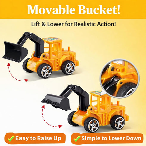 25Pcs Bulldozer HERCOCCI Construction Cake Topper, Excavator Tower Cupcake Topper Backhoe Traffic Road Sign Cake Decor