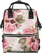 DWVTSLH Rose Floral Diaper Bag Backpack Multifunction Nappy Bags Waterproof Mummy Backpack Large