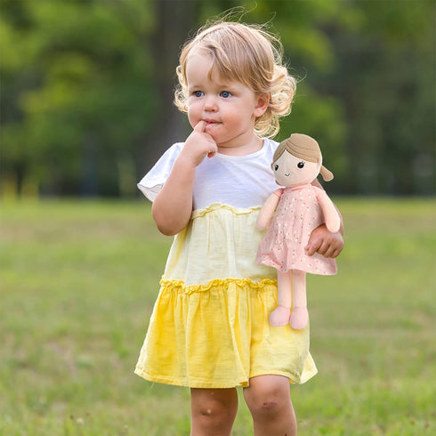 15" (89835) Linzy Toys, Soft Plush Light Pink Blue Emily Rag Doll for Girl, My First Rag Doll, Muecas de Trapo para