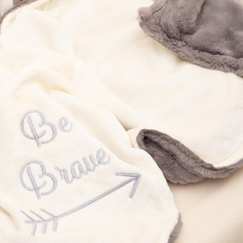 Luxuriously Soft Luxury Cuddle Minky Baby Blanket Super Soft Double Layer Embroidered Faux Fur Nursery Bed Blanket