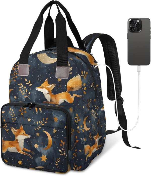Shoblo Forest Foxes Diaper Bag Backpack for Travel, Waterproof Diaper Bag with Insulated