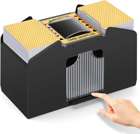 Automatic Card Shuffler, Battery Operated Electric Shuffling Machine for 1/2/4/6 Decks, Poker, UNO, Blackjack, Home