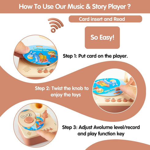 99 (Cozy Toddler Gramophone Musical Toys - Player Audio Books for Kids, Cards Stories Songs Phonograph Record, for Boys