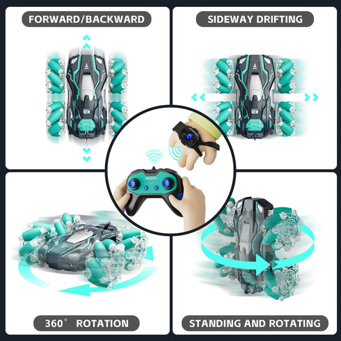 1:16 15 4WD 2.4GHz Highspeed Scale KM/H Gesture Sensing RC Stunt Car Toddler Toy, RC Car with LED Lights, Gesture