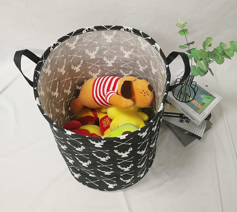 KUNRO Large Sized Waterproof Storage Basket - Organizer Bin Laundry Hamper for Nursery Clothes Toys (Deer)