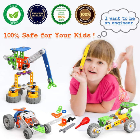 MOONTOY 11 in 1 STEM Toys for 4-8 Year Old Boys, Birthday Gifts Building Toys, Educational Blocks
