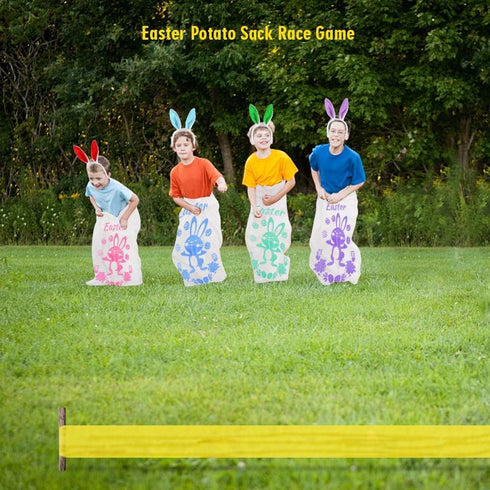 18PACK Easter Party Games for Kids, Potato Sack Race Bags, Bunny Ears, Egg and Spoon Race Games for Easter