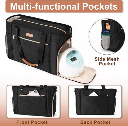 S1 S2, Breast Pump Bag Compatible with Spectra and Diaper Tote Bag for working Moms, Large Capacity Baby Travel Bag