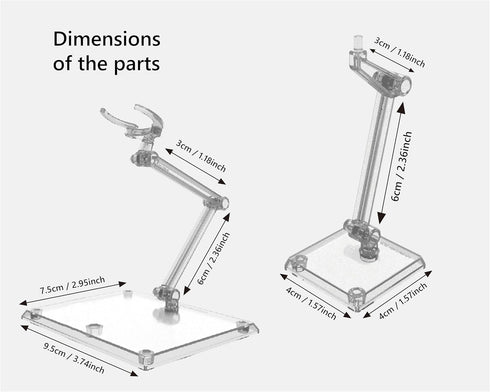 SPARKSTOY Dual Size Action Figure Stand, 1PK (3 Pieces, 6 Stands), Manual Detachable Exclusive Axis System Doll Stand,