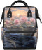 Hsnar Rose Flowers Boat Waterproof Diaper Bag Backpack Large Capacity Baby Bag with