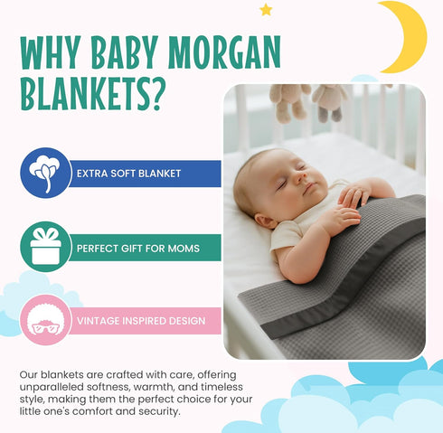 Cozy 36" 50" Blankets Thermal Waffle Baby Blanket Crib Bedding - Soft Warm Infant Thermal Cover for Nursery Stroller