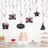 LINGTEER Happy 24th Birthday Decorations, 12Pcs Black & Rose Gold Swirls Streamer Set for 24 Years Old Bday Party